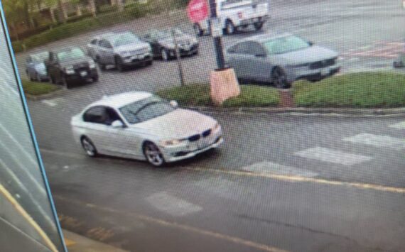 The white, four-door BMW sedan driven by the suspects. (Photos courtesy of the Snoqualmie Police Department)