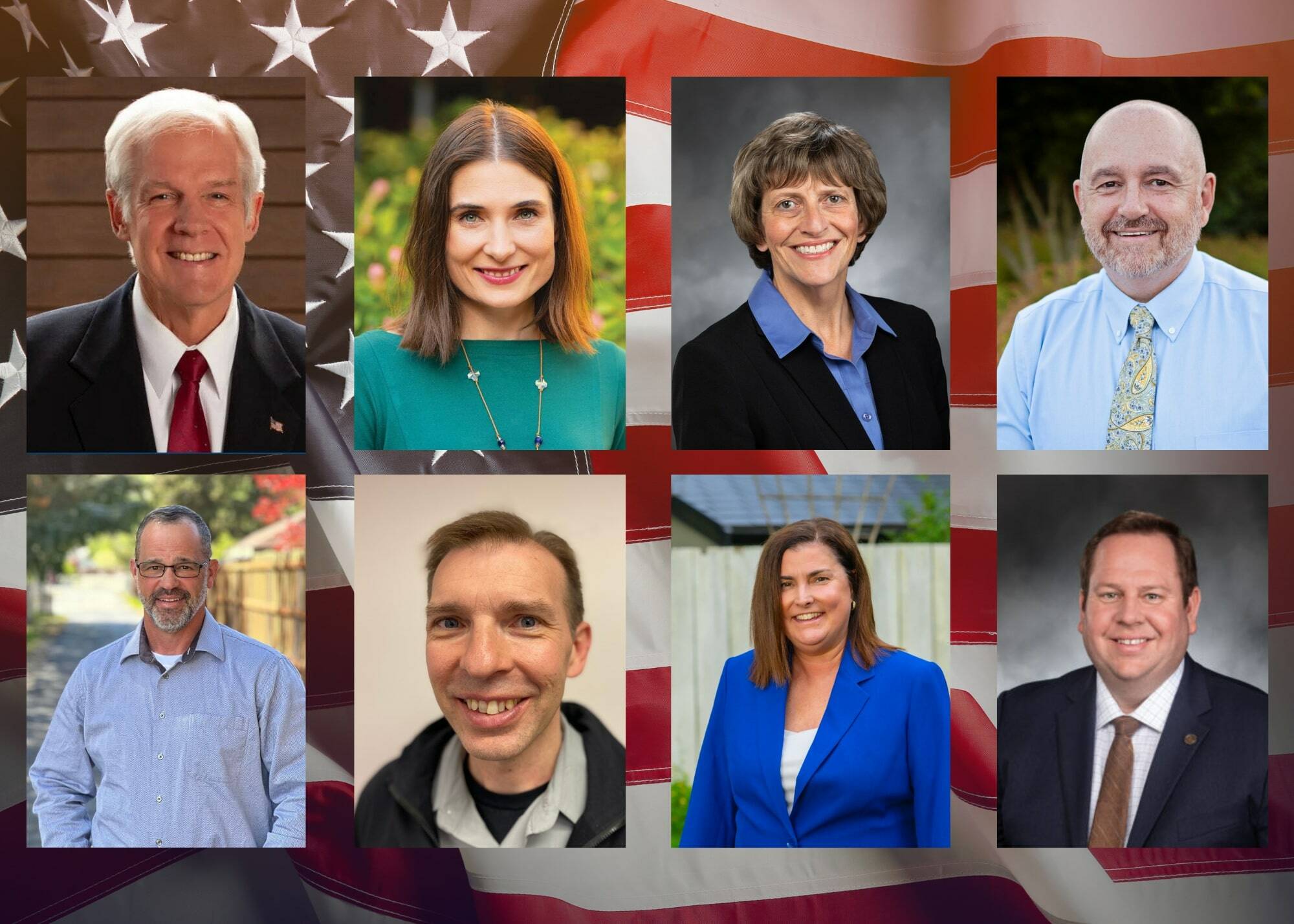 Legislative candidates (top) Mark Hargrove, Victoria Hunt, Lisa Callan, Patrick Peacock, (bottom) Brian Burnett, Daniel Scott, Heather Koellen and Mike Steele. (Courtesy photos)