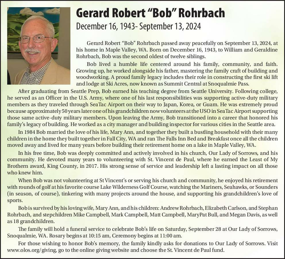 Gerard Robert "Bob" Rohrbach | Obituary