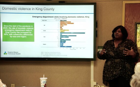 Cora Wyche presenting the King County Community Health needs. Photo by Joshua Solorzano/Sound Publishing