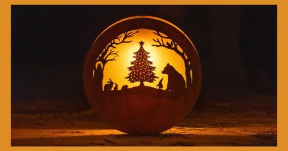 The story of the Evergreen Tree is depicted on a lantern using shadow puppets. Courtesy of Amber Smith