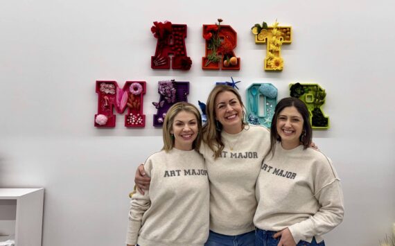 Anne Williams, owner of the Snoqualmie Art Major Studios location, stands for a photo at her grand opening Dec. 5, 2024, with Art Major Studios founder Allie Kingsley Baker (left) and owner of the Art Major Studios Colorado location McKenna Aslin (right). (Grace Gorenflo/Valley Record)