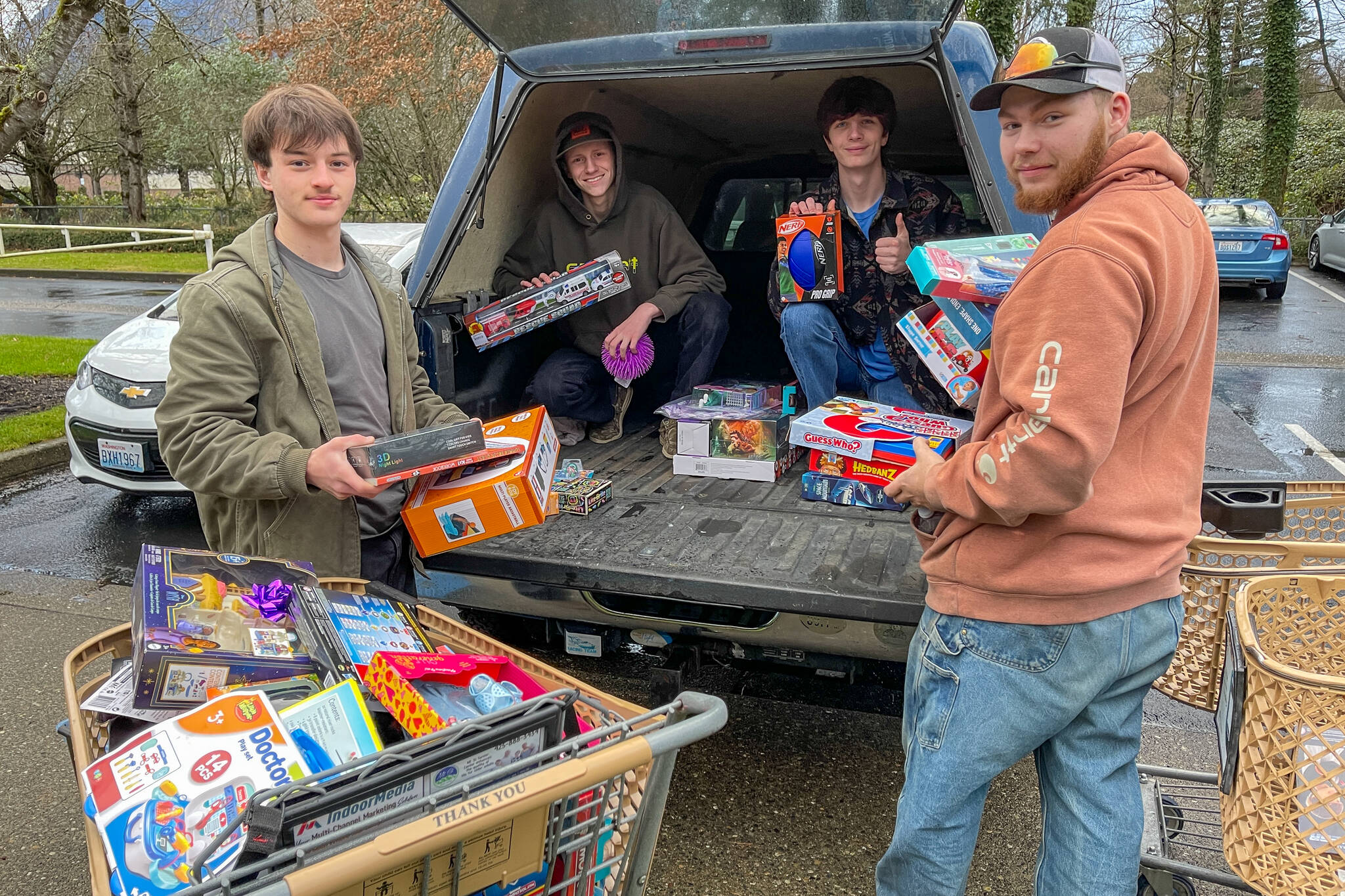 Student volunteers unload gifts for the 2024 Giving Tree shop at the Church of Jesus Christ of Latter-day Saints in North Bend. Photo courtesy of Joe Dockery