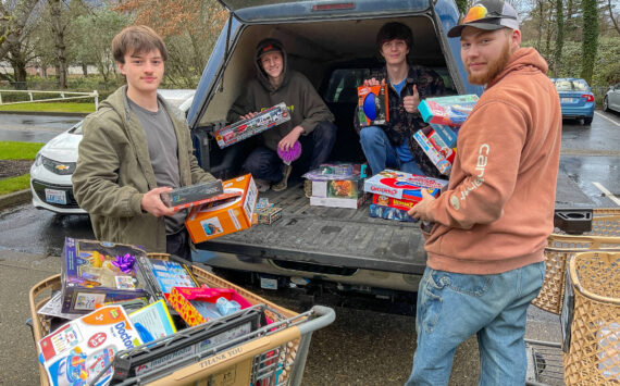 Student volunteers unload gifts for the 2024 Giving Tree shop at the Church of Jesus Christ of Latter-day Saints in North Bend. Photo courtesy of Joe Dockery