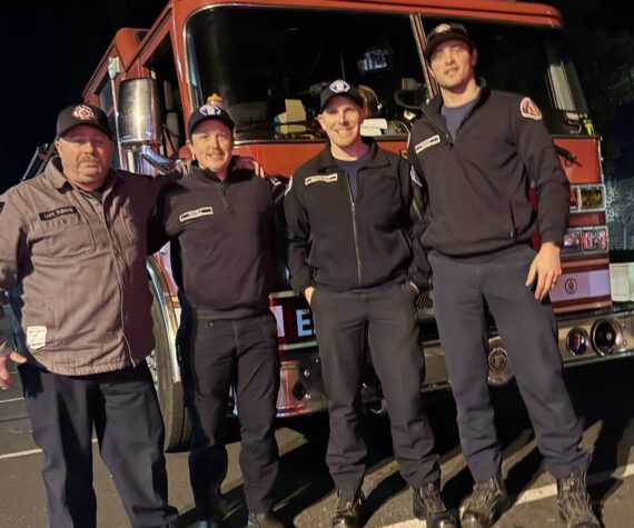 <p>Two Fall City and two Kirkland firefighters drove down to Los Angeles County together. Photo courtesy of the Fall City Fire Department</p>