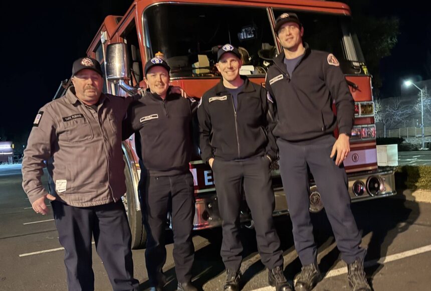 <p>Two Fall City and two Kirkland firefighters drove down to Los Angeles County together. Photo courtesy of the Fall City Fire Department</p>